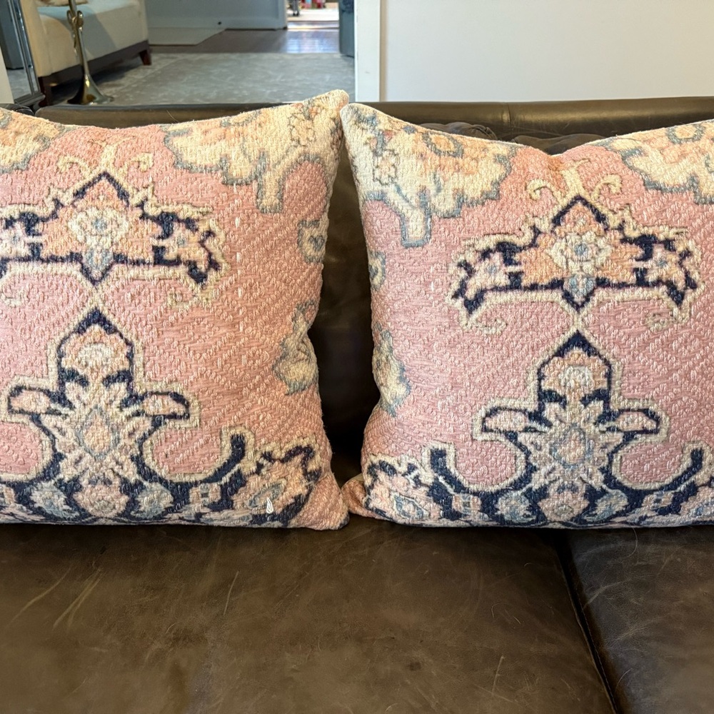 Elegant Pink and Blue Pottery Barn Pillow Covers